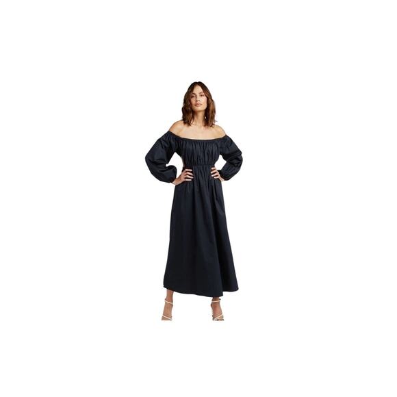 Dissh Ava Off Shoulder Midi Dress 12 Peek A Boo Romantic Boho Navy Euro Summer - Picture 5 of 12